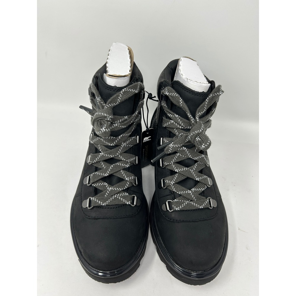 Sorel Lennox Hiker Boots Womens Black Waterproof Leather Snake Embossed Lace 7.5 - Picture 4 of 11
